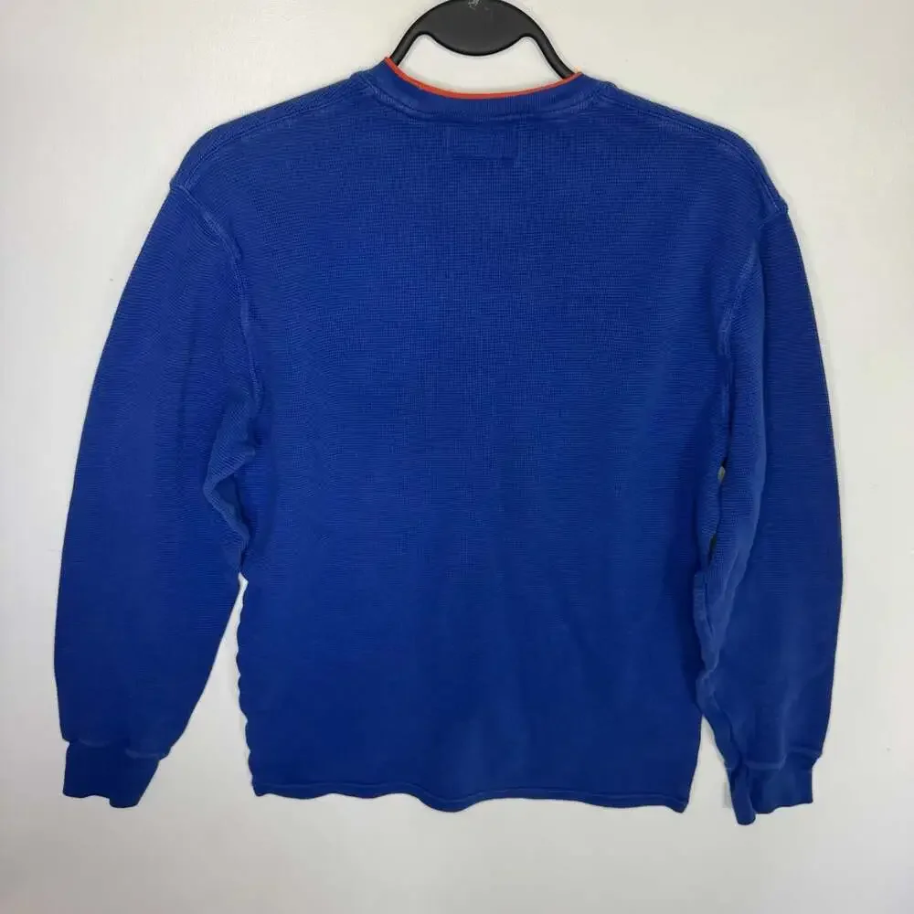 Polo Ralph Lauren Blue Waffle Knit Thermal Long Sleeve Crewneck Shirt Medium